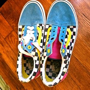 Vans Off The Wall 508357 Low Top Skate Shoes teal aqua Checkered unisex m8 w9.5